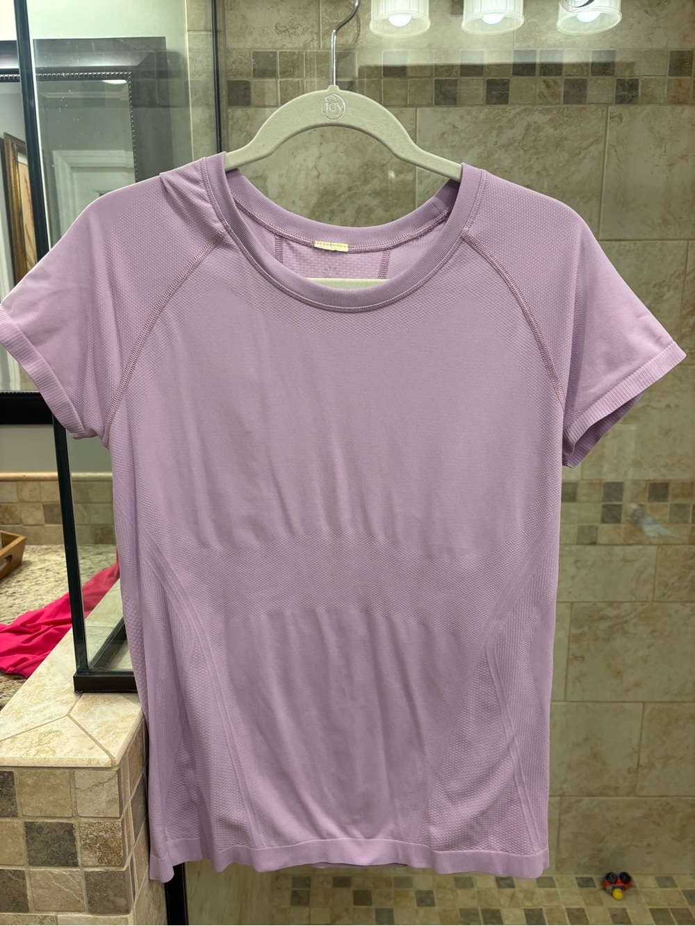 Athleta Light Lavender Short Sleeve Momentum Flex Tee